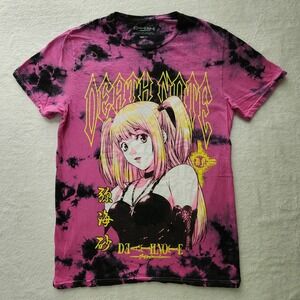 Death Note Graphic T-Shirt Mens Small Pink Tie Dye Misa Amane Anime Manga Viz